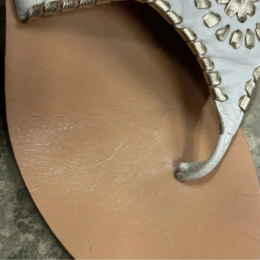 Jack Roger’s Elise Sandal Women’s 8.5‎ White/Platinum Stacked Heel